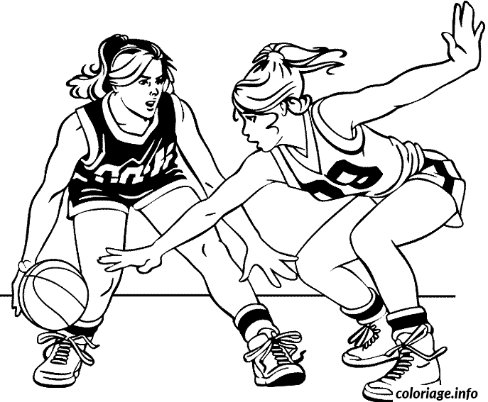 Coloriage Dessin deux joueuses qui driblent - Dessin à imprimer