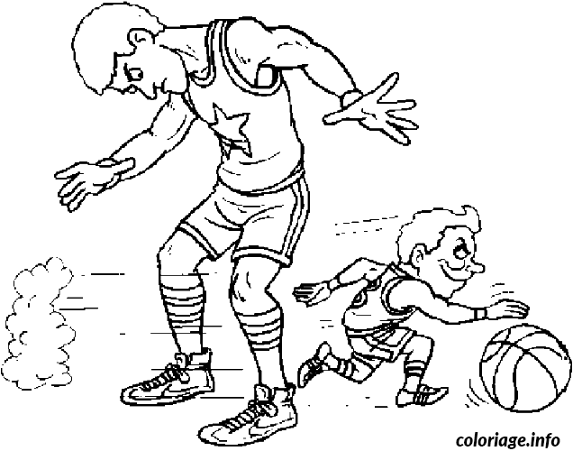 Coloriage Dessin un petit joueur passe en dessous des jambes d'un autre joueur - Dessin à imprimer