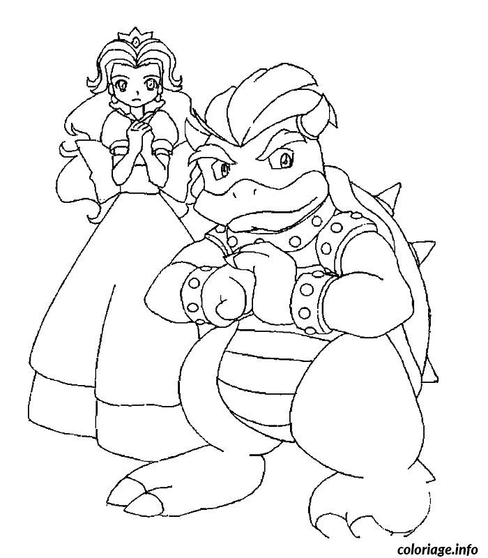 Coloriage La princesse peach et bowser - Princesse à imprimer