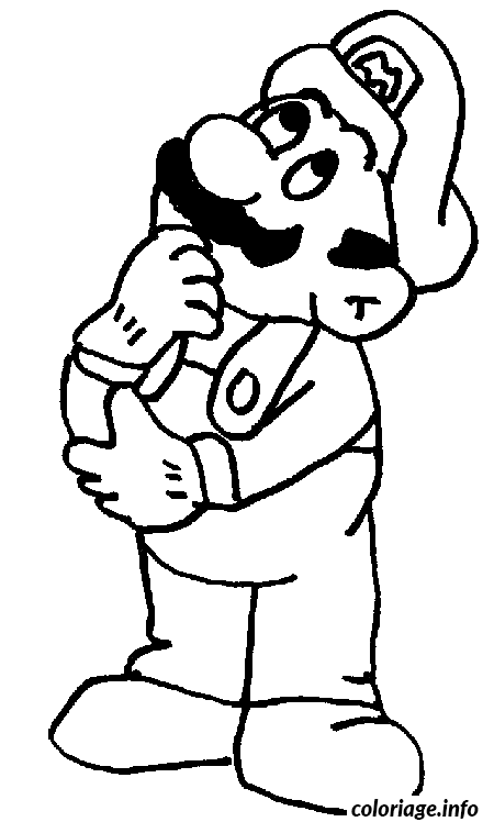 Coloriage Mario songeur - Mario à imprimer
