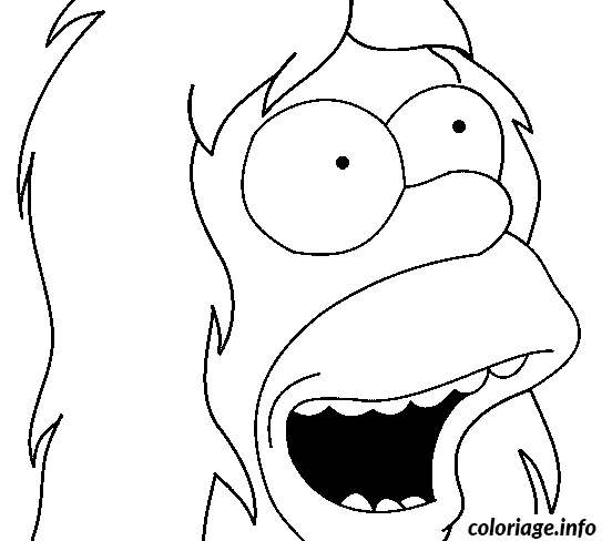 Coloriage Homer simpson avec les cheveux longs - Simpson à imprimer