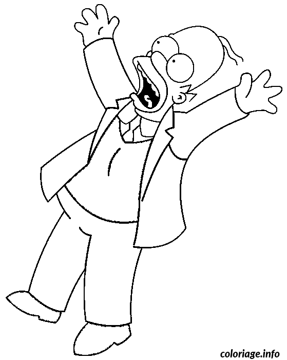 Coloriage Homer simpson en costume - Simpson à imprimer