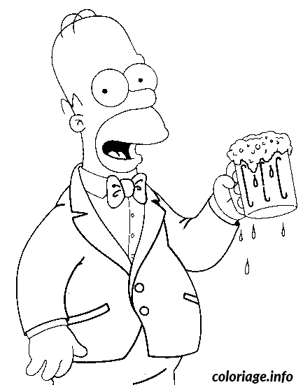 Coloriage Homer simpson tiens une biere - Simpson à imprimer