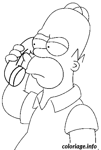 Coloriage Homer simpson au téléphone - Simpson à imprimer