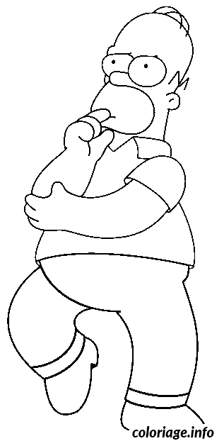 Coloriage Homer simpson est songeur - Simpson à imprimer