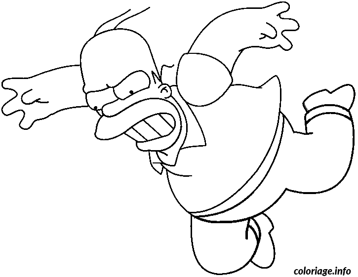 Coloriage Homer tombe dans les airs - Simpson à imprimer