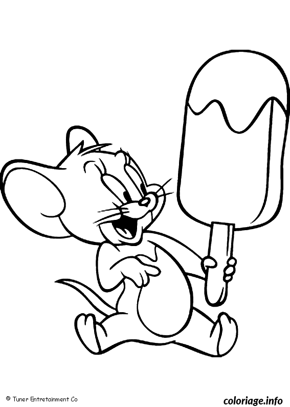 Coloriage Jerry avec une glace - Glace à imprimer