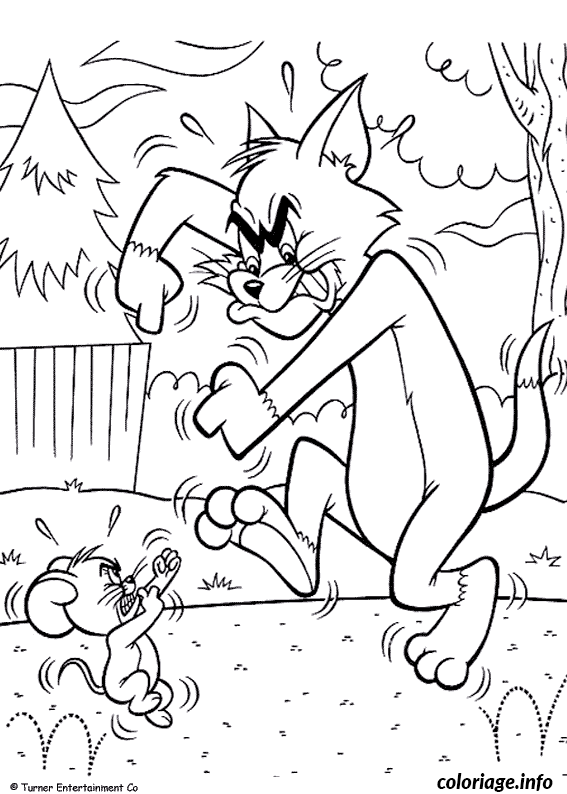 Coloriage Tom et jerry veulent se battre - Tom et jerry à imprimer