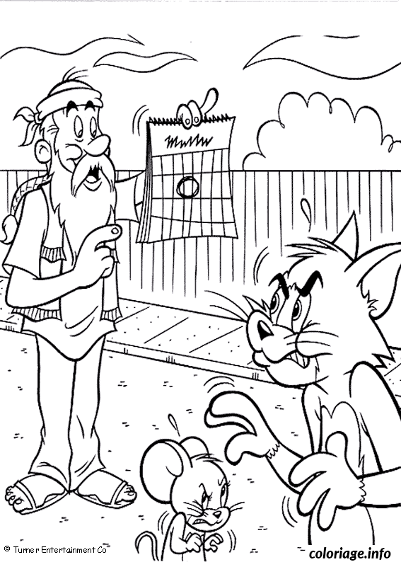 Coloriage Un hippy et tom et jerry - Tom et jerry à imprimer