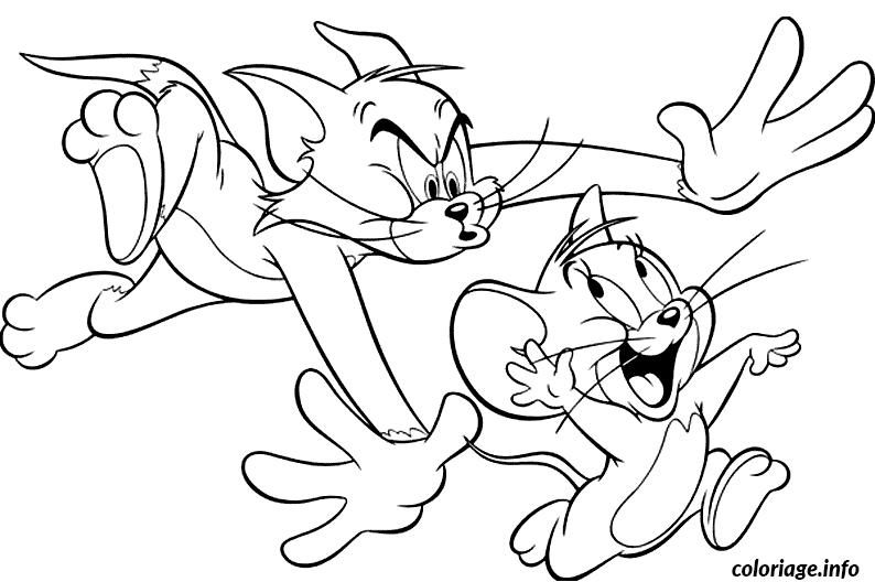Dibujo de Tom persigue a Jerry para colorear