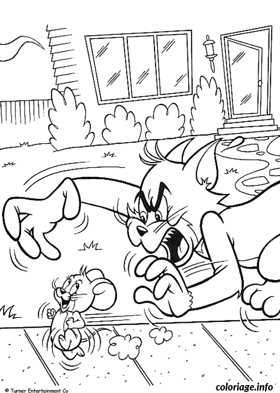 Tom Chasing Jerry coloring page to print