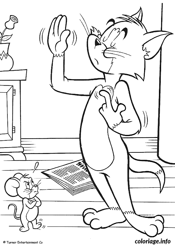 Coloriage Tom veut faire la paix avec jerry - Paix à imprimer