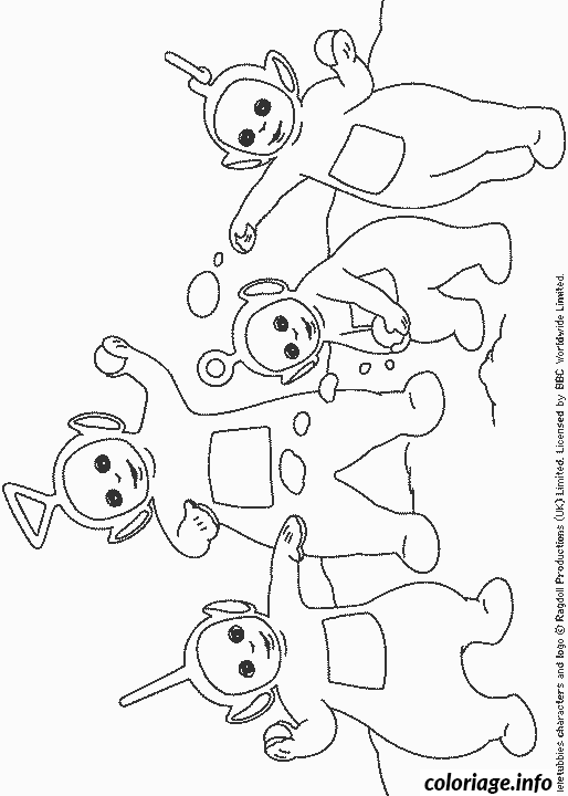 Coloriage Télétubbies à colorier - Personnages rigolos - Teletubbies à imprimer