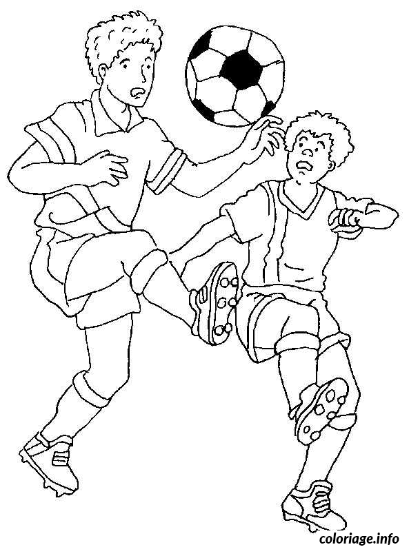 Coloriage Deux joueurs et un ballon de foot - Foot à imprimer