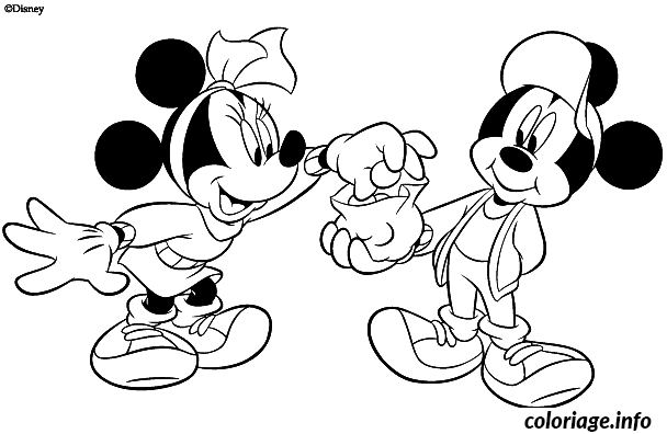 Coloriage Mickey offre des bonbons a minnie - Mickey à imprimer