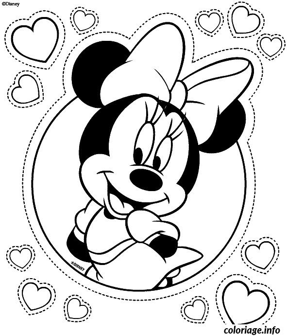Coloriage Portrait minnie avec des fleurs - Fleurs à imprimer