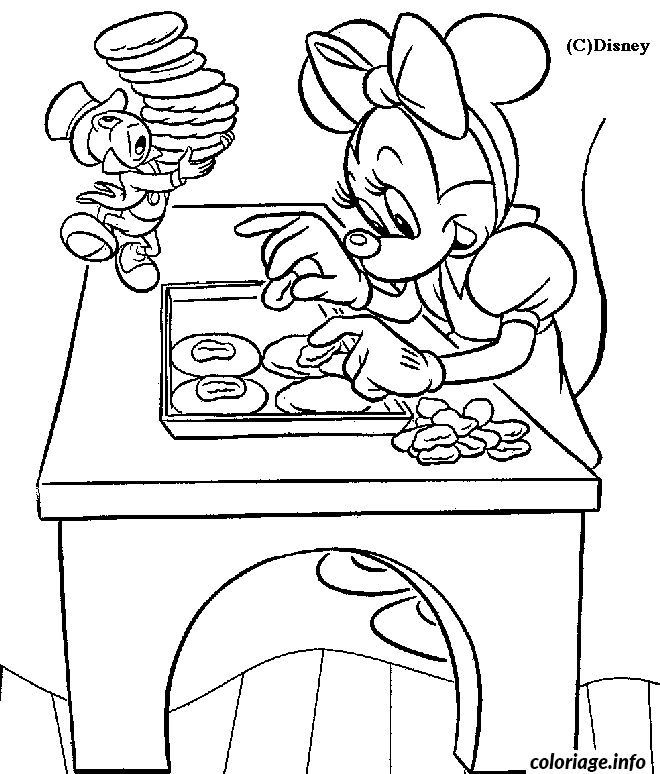 Coloriage Dessin de minnie qui cuisine - Dessin à imprimer