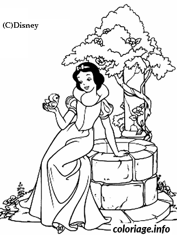 Snow White at the Wishing Well coloring page to print