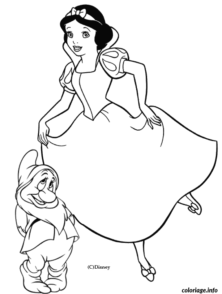 Snow White and Bashful coloring page to print