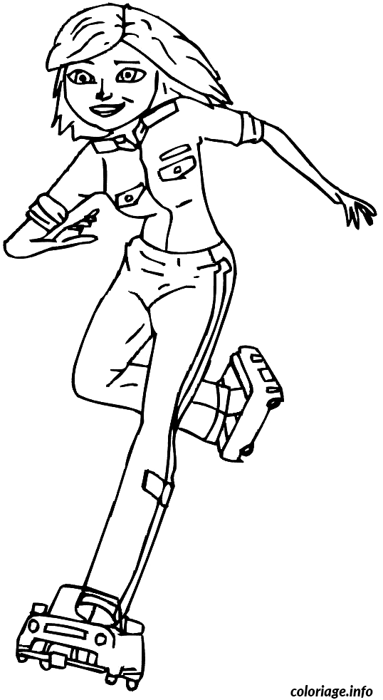 Coloriage Suzan avec des voitures comme rollers - Voiture à imprimer