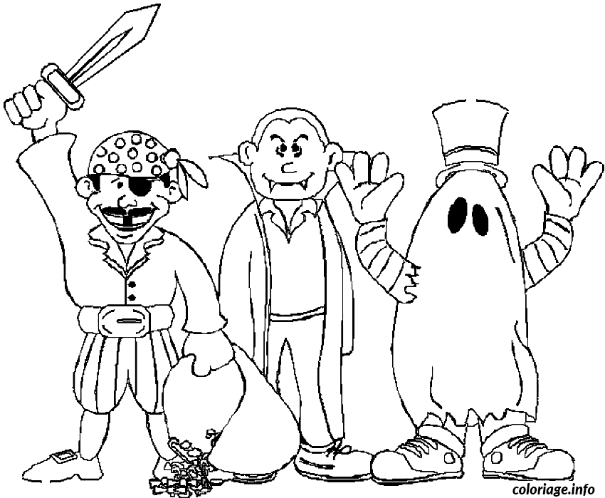 Disegno di Tre mostri scatenati per Halloween da stampare