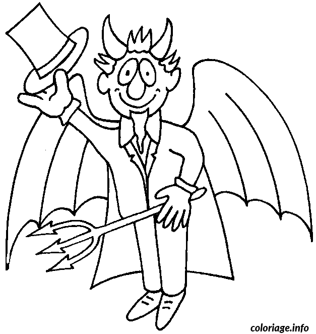 Coloriage Un démon avec des ailes et une fourche - Non classé à imprimer