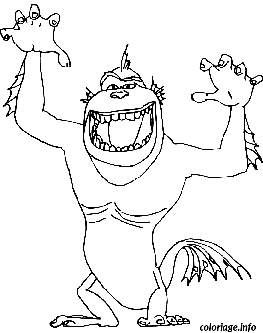 Coloriage Hybride singe poisson - Poisson à imprimer