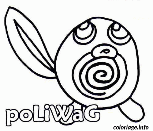 Coloriage Poliwag de Pokémon en pleine évolution - Pokémon à imprimer