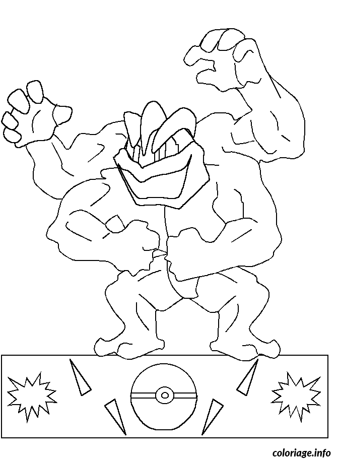 Coloriage Pokemon 068 machamp - Pokémon à imprimer