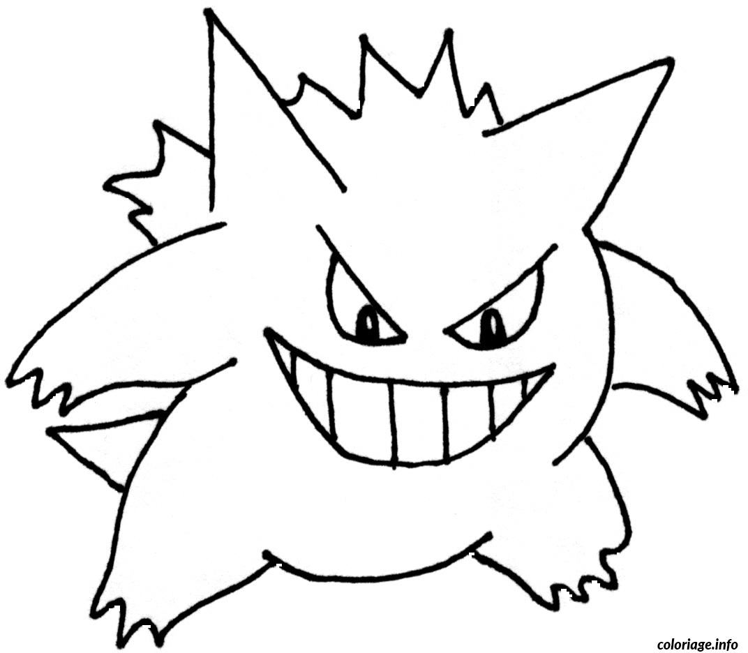Coloriage Gengar spectral en attaque - Pokémon à imprimer