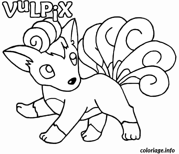 Coloriage Vulpix renard à neuf queues - Pokémon à imprimer