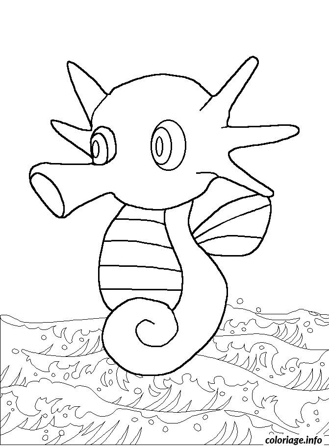 Coloriage Hippocampe Pokémon dans l'océan - Pokémon à imprimer