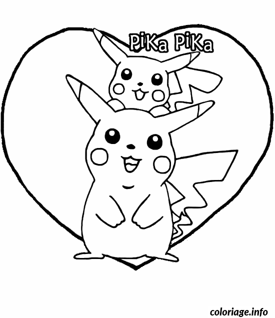 Coloriage Pokemon pikachu cœur - Pikachu à imprimer