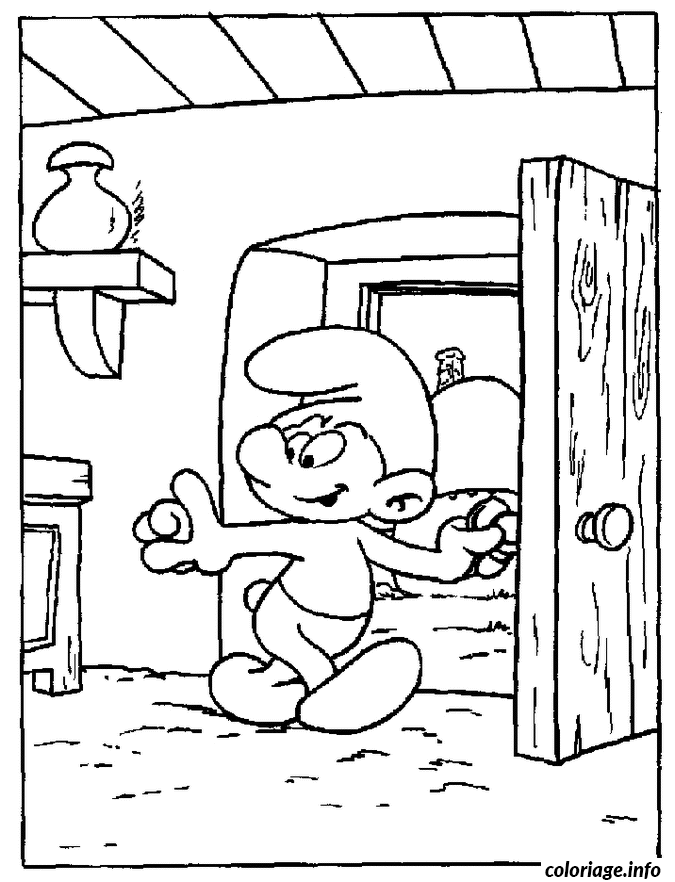 Smurf Inside a House coloring page to print