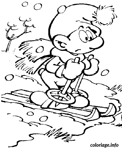 Desenho de Estrumpfo esquiando para colorir