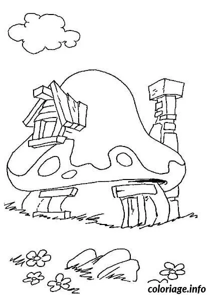 Smurfs' House coloring page to print