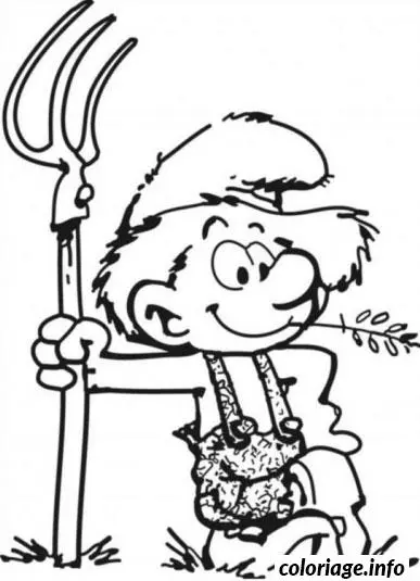 Coloriage Schtroumpf paysan - Schtroumpf à imprimer
