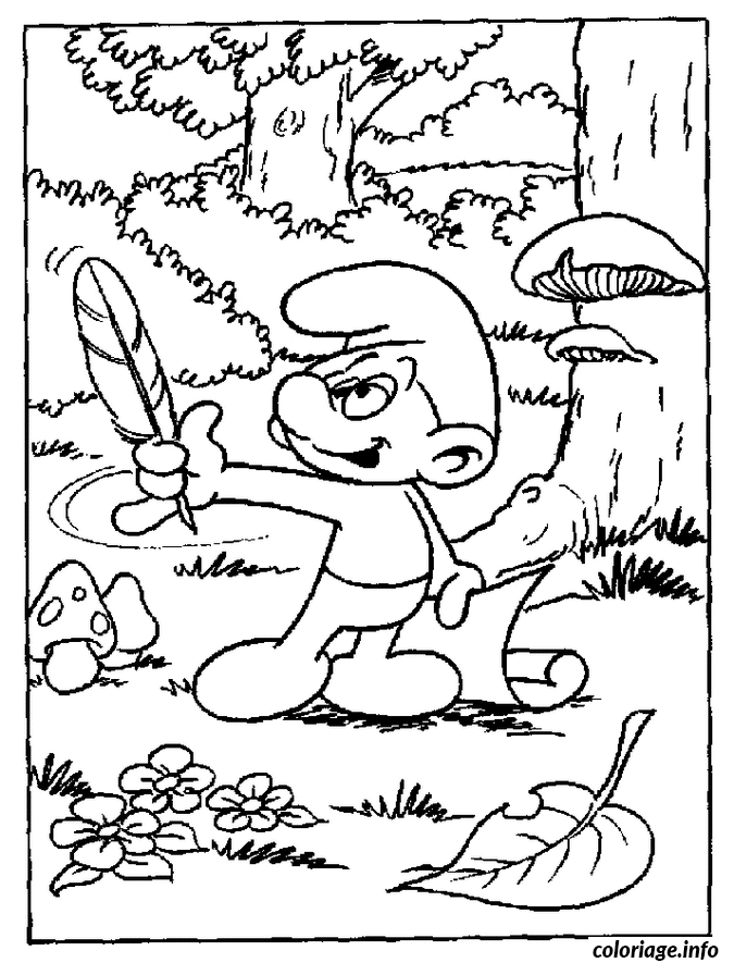 Coloriage Schtroumpf poete - Schtroumpf à imprimer