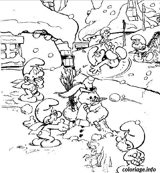 Coloriage Tous les schtroumpfs - Schtroumpf à imprimer