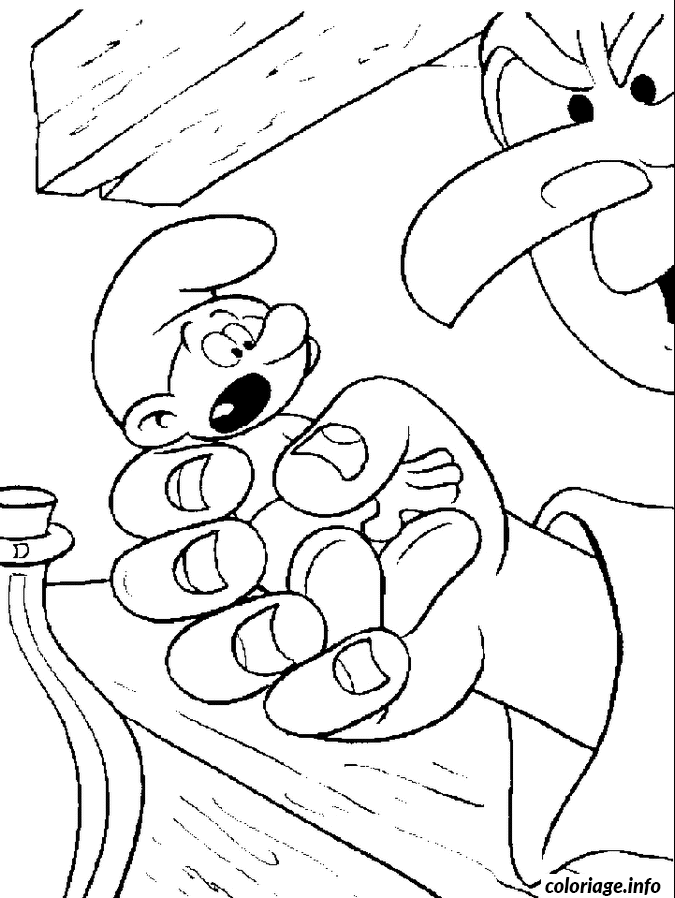 Desenho de Gargamel segurando um Estrumpfo para colorir
