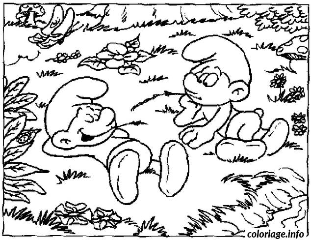 Desenho de Os Estrumpfes Tirando uma Soneca para colorir