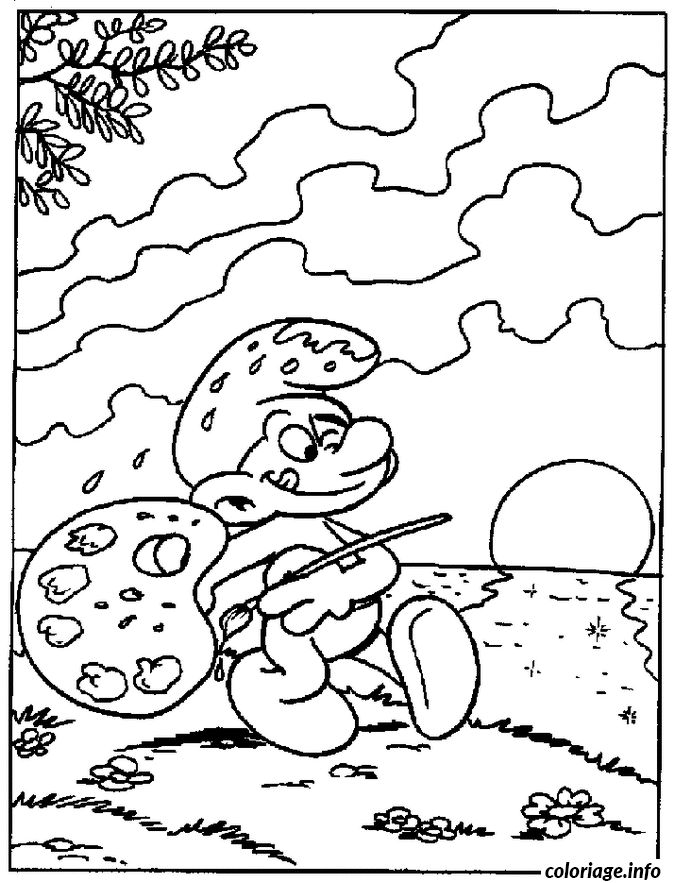 Painter Smurf coloring page to print
