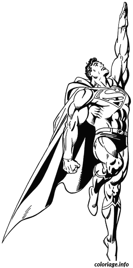 Coloriage Superman se dirige vers l'espace - Superman à imprimer