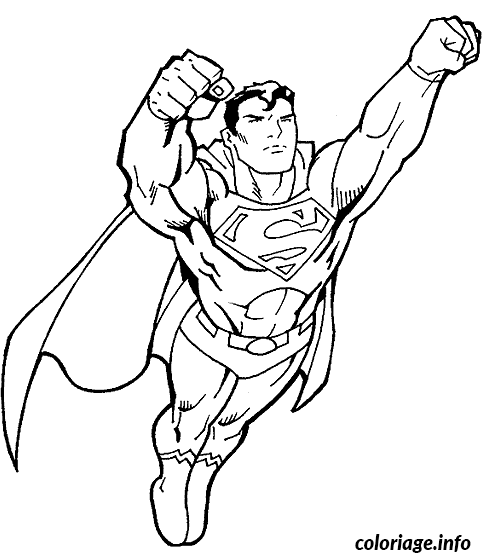 Coloriage Superman avec les deux poings e avant - Superman à imprimer