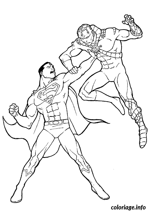 Coloriage Superman contre un méchant - Superman à imprimer