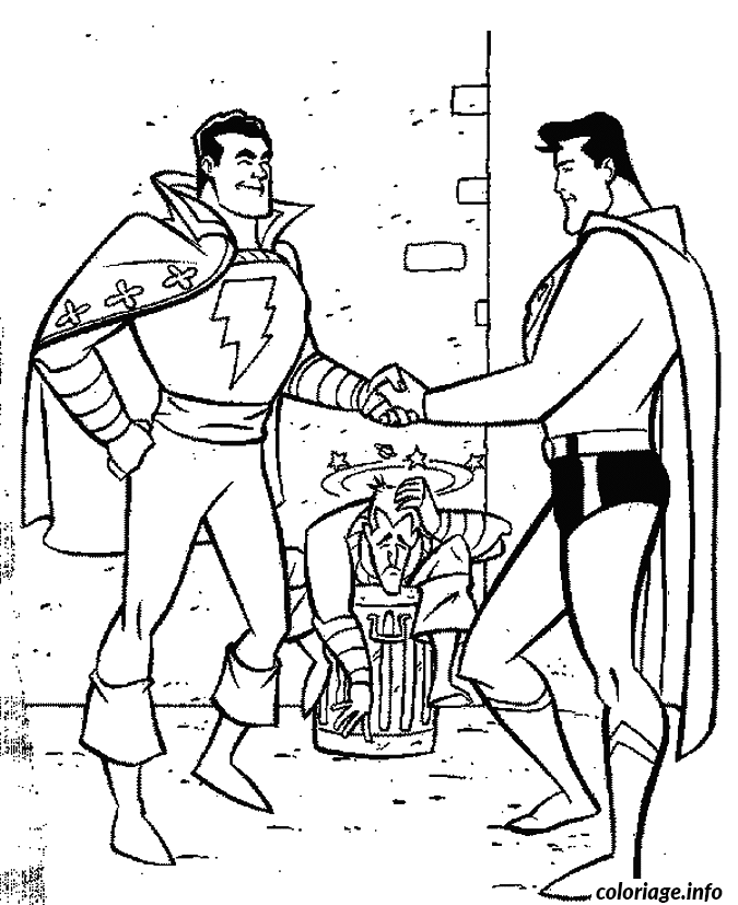 Coloriage Superman serre la main de flash - Superman à imprimer