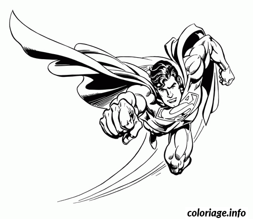 Coloriage Superman vole de face - Superman à imprimer