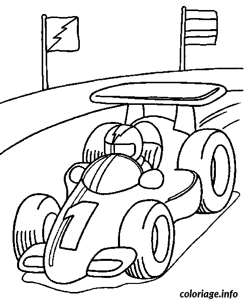 Coloriage Monoplace de F1 en compétition sur circuit - Formule 1 à imprimer