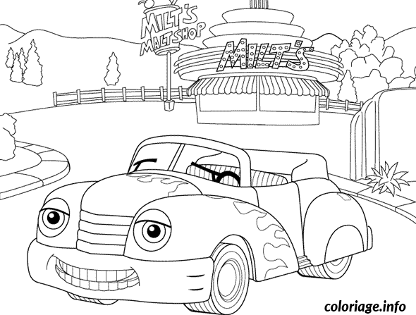 Coloriage Voiture devant milt s - Voiture à imprimer
