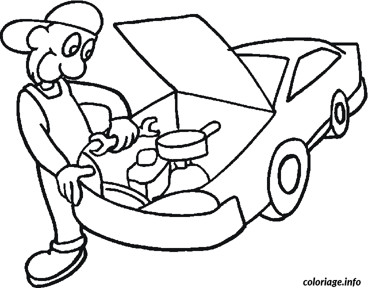 Coloriage Mecano repare le moteur - Non classé à imprimer